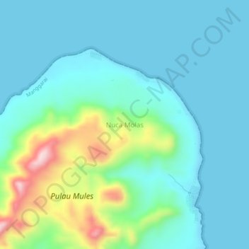 Mapa topográfico Nuca Molas, altitud, relieve
