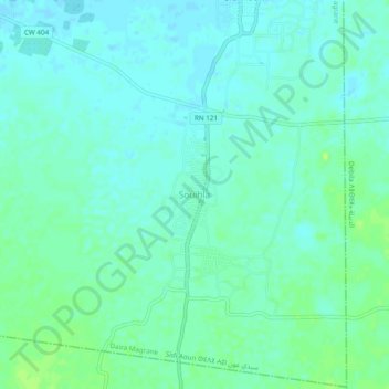 Mapa topográfico Souihla, altitud, relieve