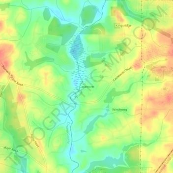 Mapa topográfico Caramore, altitud, relieve