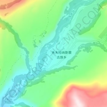 Mapa topográfico Kom, altitud, relieve