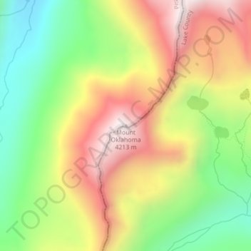 Mapa topográfico Mount Oklahoma, altitud, relieve
