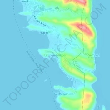 Mapa topográfico Limbon-limbon, altitud, relieve