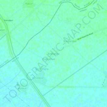 Mapa topográfico Bidhanga, altitud, relieve