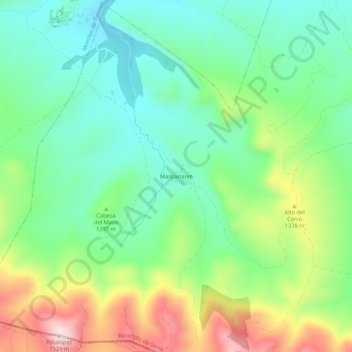 Mapa topográfico Manzanares, altitud, relieve