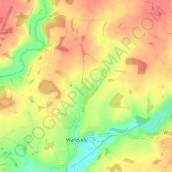 Mapa topográfico Baker's End, altitud, relieve