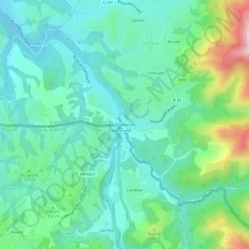 Mapa topográfico Dancharia, altitud, relieve