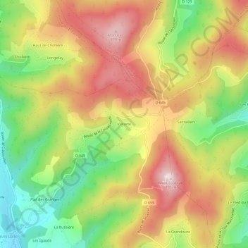 Mapa topográfico Valtorte, altitud, relieve