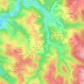 Mapa topográfico Le Bourg, altitud, relieve