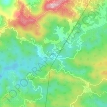 Mapa topográfico Guban, altitud, relieve
