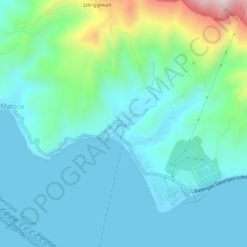 Mapa topográfico Ilijan, altitud, relieve