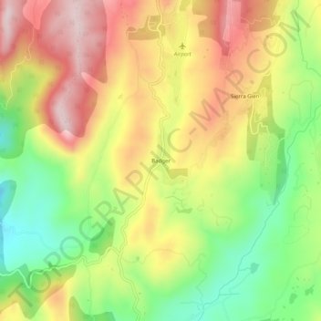 Mapa topográfico Badger, altitud, relieve