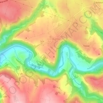 Mapa topográfico Les Tour, altitud, relieve