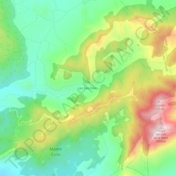 Mapa topográfico Les Tres Fonts, altitud, relieve