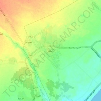 Mapa topográfico Zinjibar, altitud, relieve