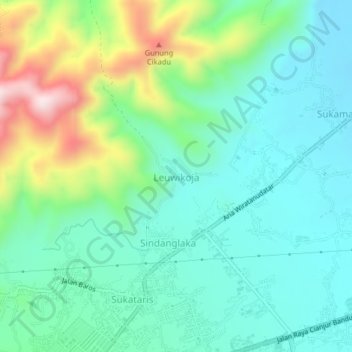Mapa topográfico Leuwikoja, altitud, relieve
