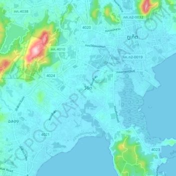 Mapa topográfico Wichit, altitud, relieve