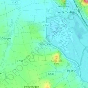 Mapa topográfico Immensen, altitud, relieve