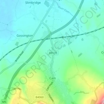 Mapa topográfico Draycott, altitud, relieve
