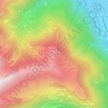 Mapa topográfico Luchon-Superbagnères, altitud, relieve
