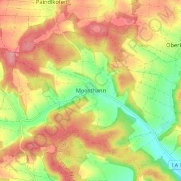Mapa topográfico Moosthann, altitud, relieve