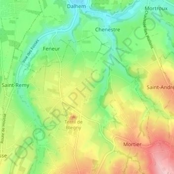 Mapa topográfico Trembleur, altitud, relieve