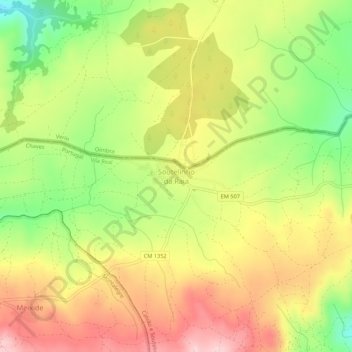 Mapa topográfico Soutelinho da Raia, altitud, relieve