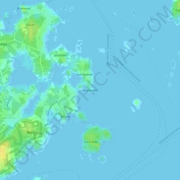 Mapa topográfico Prästholm, altitud, relieve