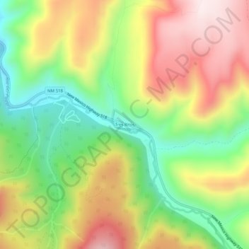 Mapa topográfico Tres Ritos, altitud, relieve