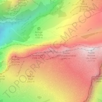 Mapa topográfico Tête du Fer à Cheval, altitud, relieve