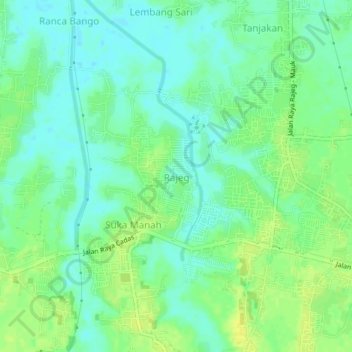 Mapa topográfico Rajeg, altitud, relieve