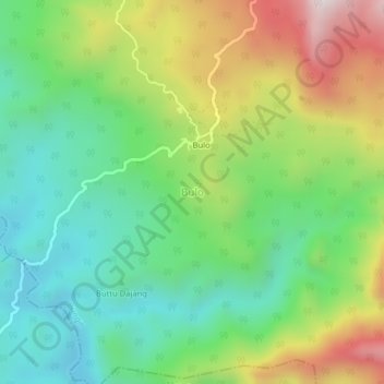 Mapa topográfico Bulo, altitud, relieve