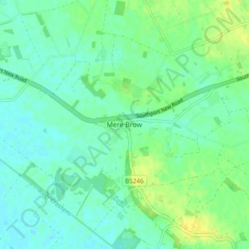 Mapa topográfico Mere Brow, altitud, relieve