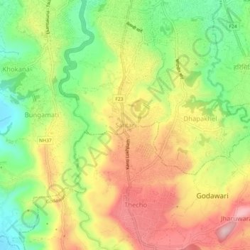 Mapa topográfico Satitar, altitud, relieve