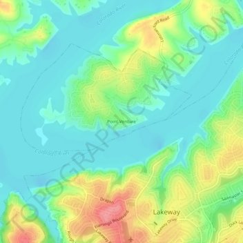 Mapa topográfico Point Venture, altitud, relieve