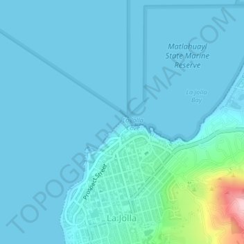 Mapa topográfico Boomer Beach, altitud, relieve
