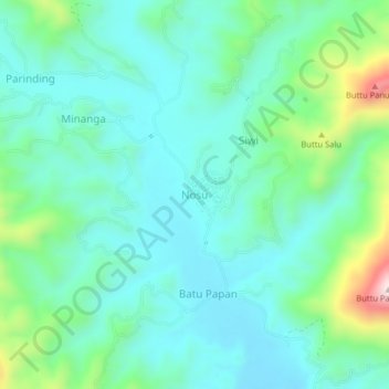Mapa topográfico Nosu, altitud, relieve