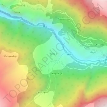 Mapa topográfico Ribba, altitud, relieve