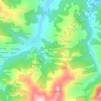 Mapa topográfico Tablazo, altitud, relieve