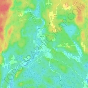 Mapa topográfico Apsley, altitud, relieve