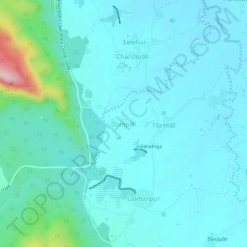 Mapa topográfico Darlipali, altitud, relieve