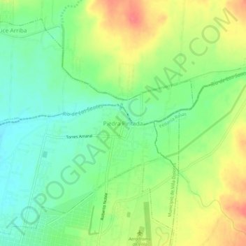 Mapa topográfico Piedra Pintada, altitud, relieve