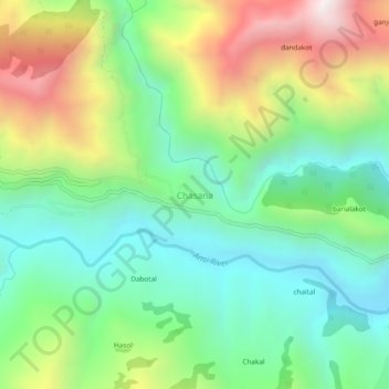Mapa topográfico Chasana, altitud, relieve