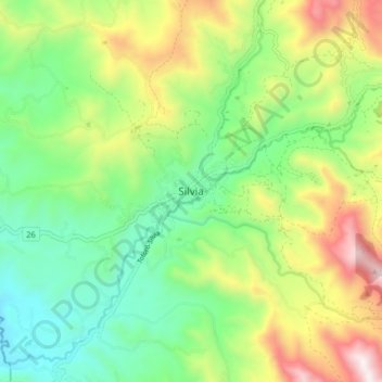 Mapa topográfico Silvia, altitud, relieve