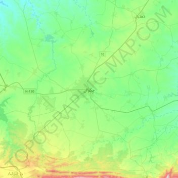 Mapa topográfico Chakwal, altitud, relieve