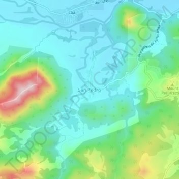 Mapa topográfico San Pedro, altitud, relieve