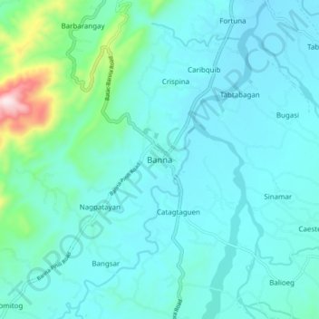 Mapa topográfico Banna, altitud, relieve