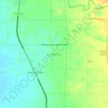 Mapa topográfico Langkong, altitud, relieve