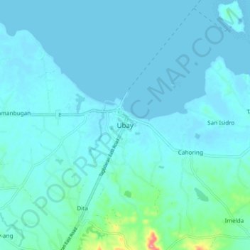Mapa topográfico Ubay, altitud, relieve
