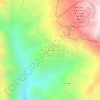 Mapa topográfico San Juan Atitán, altitud, relieve