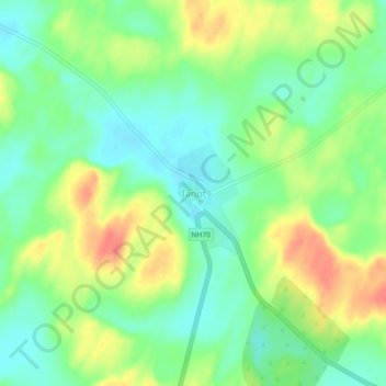 Mapa topográfico Tanot, altitud, relieve